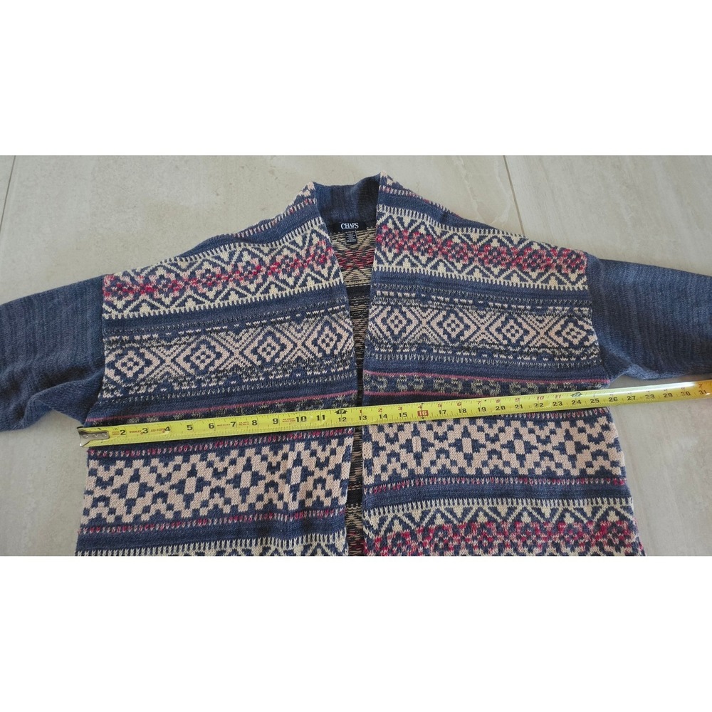 Chaps Women's Open Cardigan Blue Southwest‎ Western Boho Geometric Print SZ XL - Picture 4 of 11